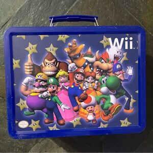 OEM Nintendo Wii Super Mario Party Metal Lunch Box Tin Collectable Blue Handle